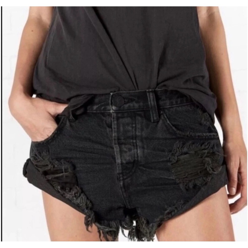 2 pair One Teaspoon Shorts Sm 27 Denim Distressed Bandits Sailor Cut Off *READ* - Picture 3 of 16